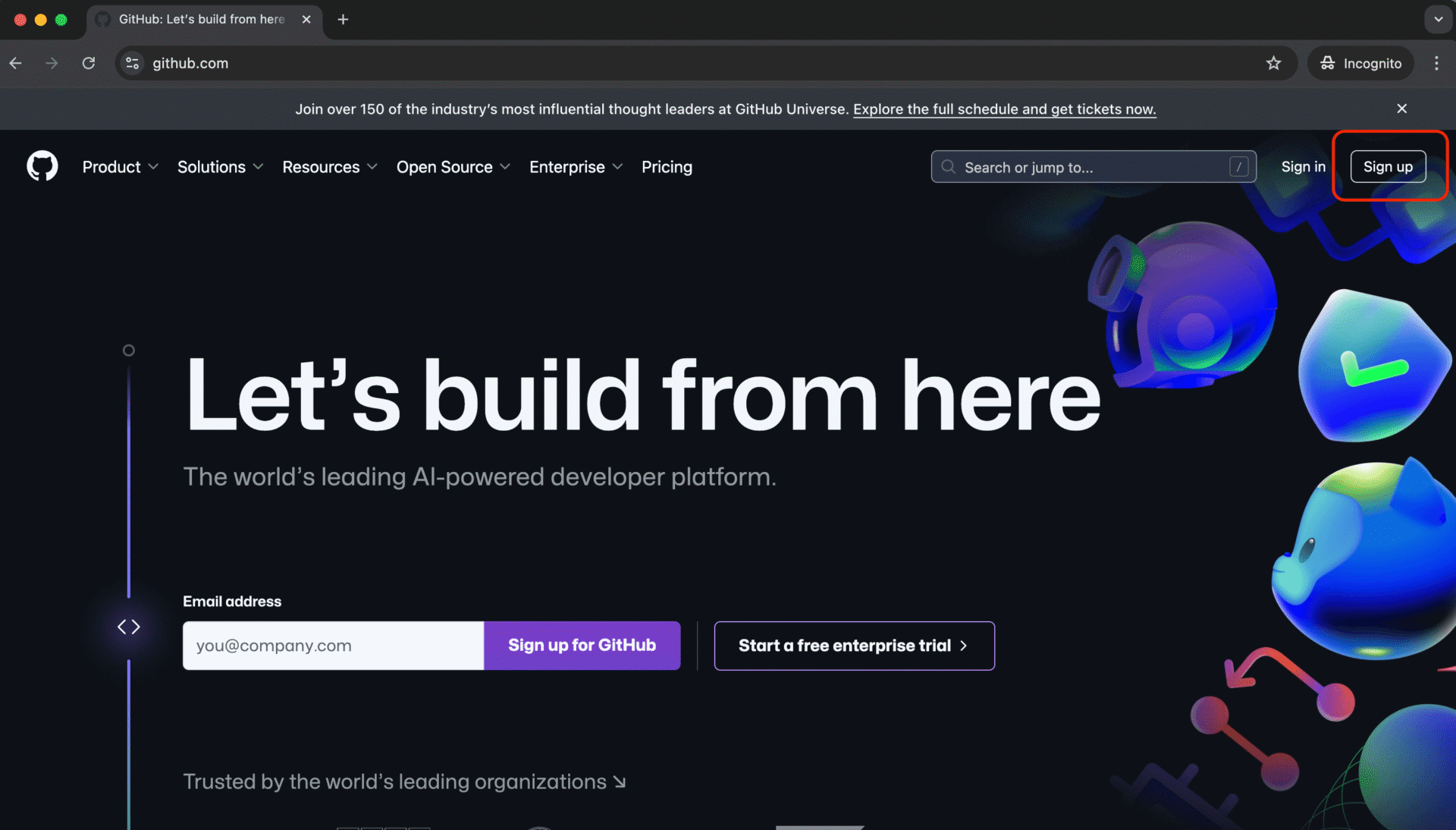 githubのTOP-サインアップ