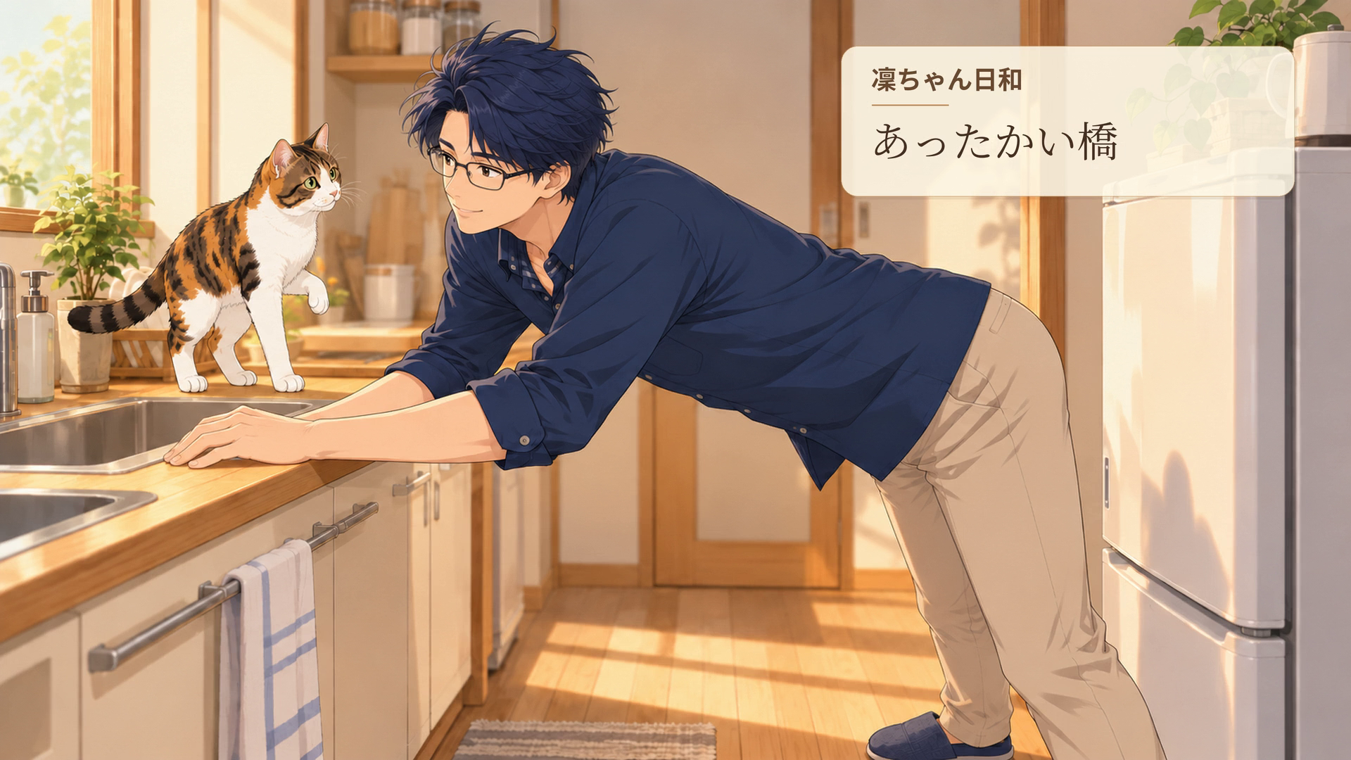 24秒のボイスドラマ「凜ちゃん日和」のタイトル画面。凜と自分を描いたアニメ調の静止画