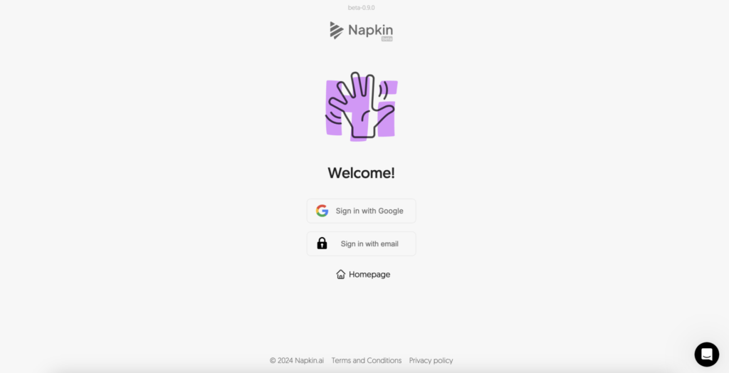 Napkin AI Sign up Type